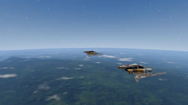 Two Striker fighters flying high over Sumatra.