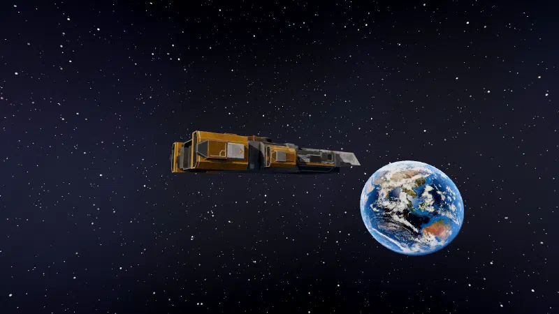 The carrier in the foreground with the whole Earth beyond it, Asia and Australia in view.