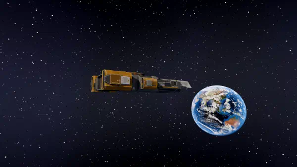 The carrier in the foreground with the whole Earth beyond it, Asia and Australia in view.